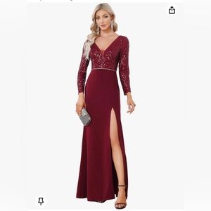 Beautiful Wine Sequin Formal Drese